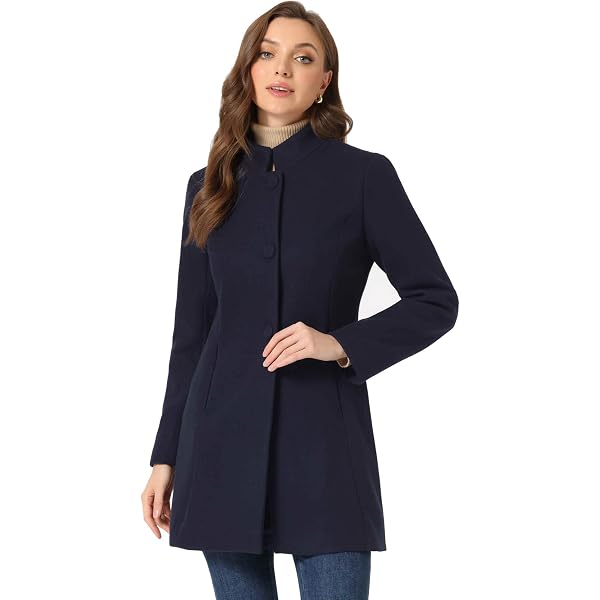 Amazon.com: Allegra K Stand Collar Coat for Women's Double